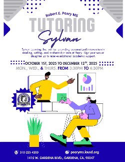 Por favor inscriba a su hijo/hija ahora para recibir tutoría con Sylvan.Please sign your son/daughter up now for tutoring with Sylvan.